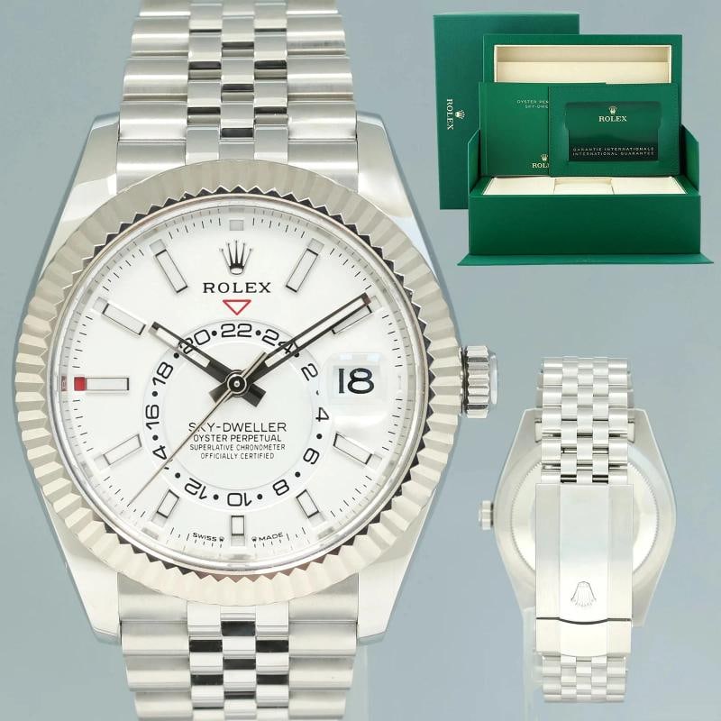 2025 NEW PAPERS Rolex 336934 Sky-Dweller Steel White Jubilee Fluted 42mm Watch: Condition: New with box and papers: This item is brand new and has never been worn. It still has the original packaging. ,Brand: Rolex,Department: Unisex Adults,Type: Wristwatch,Reference Number: