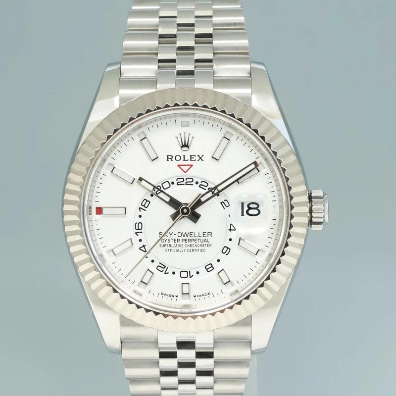 2025 NEW PAPERS Rolex 336934 Sky-Dweller Steel White Jubilee Fluted 42mm Watch - 2