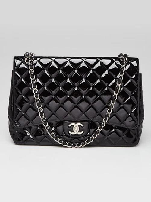 Chanel Black Quilted Patent Leather Classic Maxi Double Flap Bag: Condition: Pre-owned - Good,Brand: Chanel,Exterior Material: Patent Leather,Style: Everyday Bags,Exterior Color: Black,Department: Women,Country of Origin: ItalyDescriptionThe Chanel Quilted Patent