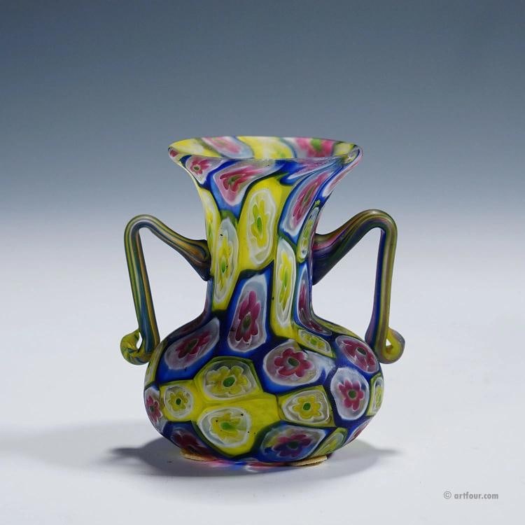 Set of Fife Antique Millefiori Vases by Fratelli Toso, Murano - 3