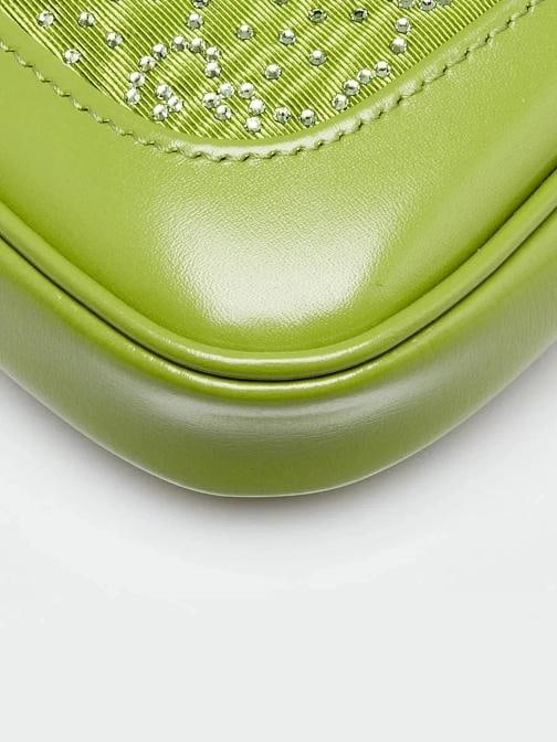 Gucci Green Leather/Canvas Crystal GG Jackie 1961 Mini Bag - 4