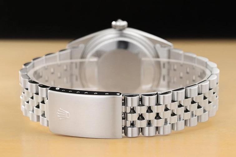 ROLEX MENS DATEJUST 16234 BLACK FACTORY DIAMOND DIAL 18K WHITE GOLD STEEL WATCH - 6
