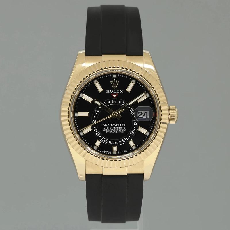 2023 MINT Rolex Sky-Dweller Yellow Gold Black Oysterflex 336238 Watch Box - 2