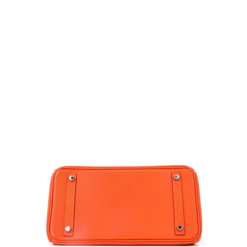 Hermes Birkin Handbag Orange Epsom with Palladium Hardware 30 - 4