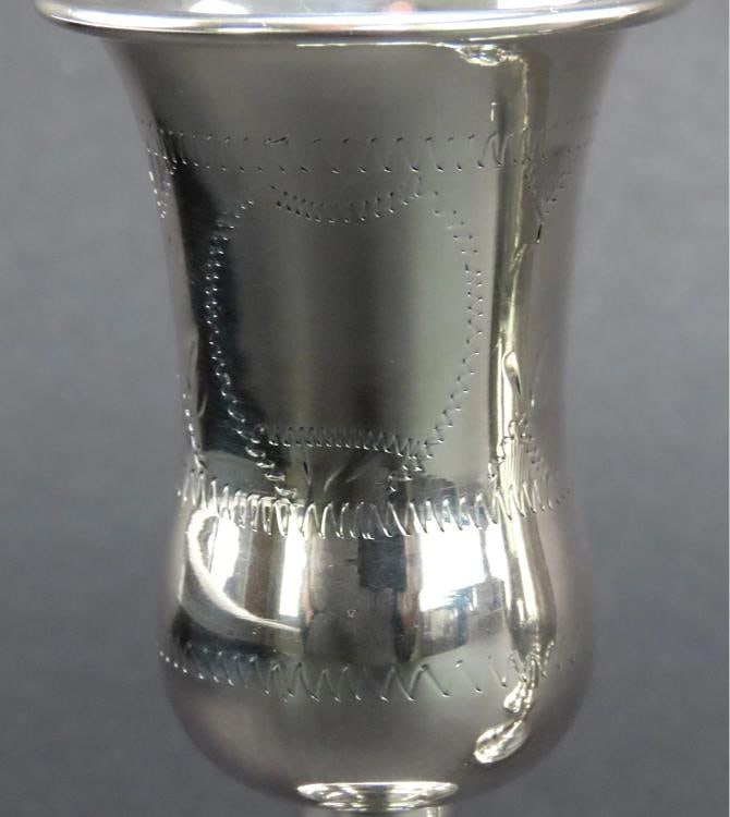 3 Lovely Russian Silver Classical Form Kiddush Cups Hand Engraved No Monos - 2