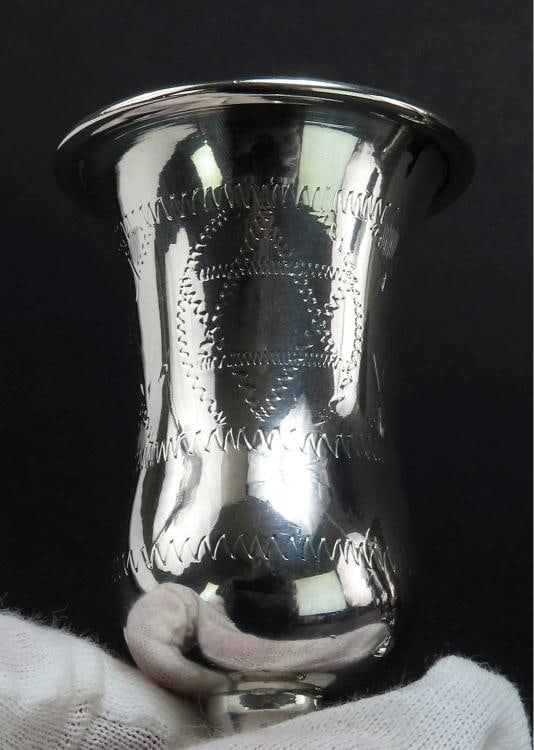 3 Lovely Russian Silver Classical Form Kiddush Cups Hand Engraved No Monos - 3