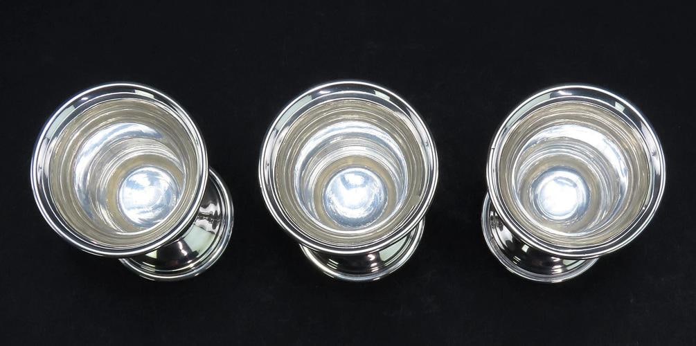 3 Lovely Russian Silver Classical Form Kiddush Cups Hand Engraved No Monos - 5