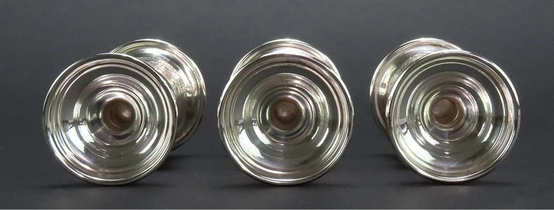 3 Lovely Russian Silver Classical Form Kiddush Cups Hand Engraved No Monos - 6