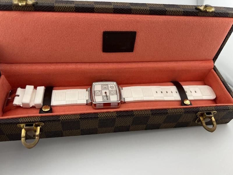 Louis Vuitton Damier Speedy Limited Edition Q231C 33mm 18k White Gold & Diamonds - 10