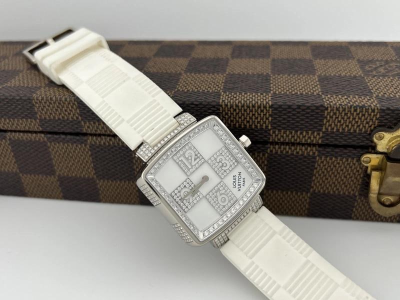 Louis Vuitton Damier Speedy Limited Edition Q231C 33mm 18k White Gold & Diamonds - 2