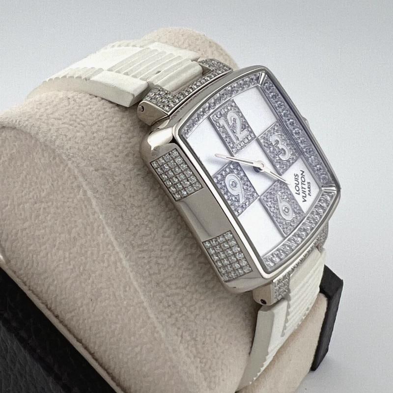 Louis Vuitton Damier Speedy Limited Edition Q231C 33mm 18k White Gold & Diamonds - 4