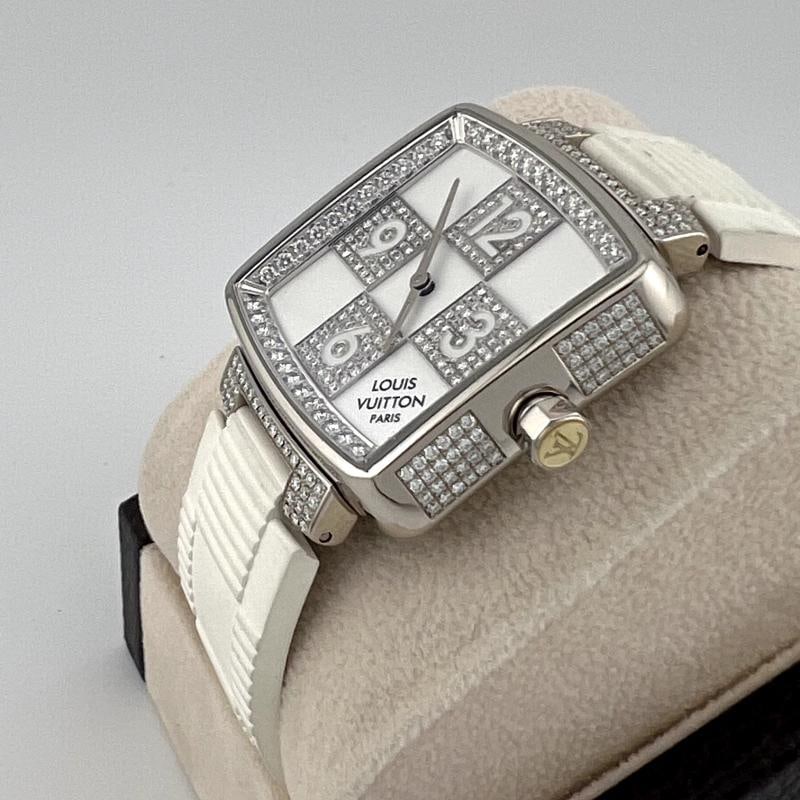 Louis Vuitton Damier Speedy Limited Edition Q231C 33mm 18k White Gold & Diamonds - 6