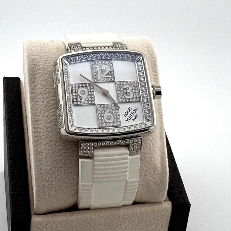Louis Vuitton Damier Speedy Limited Edition Q231C 33mm 18k White Gold & Diamonds - 7