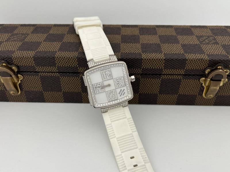 Louis Vuitton Damier Speedy Limited Edition Q231C 33mm 18k White Gold & Diamonds - 9