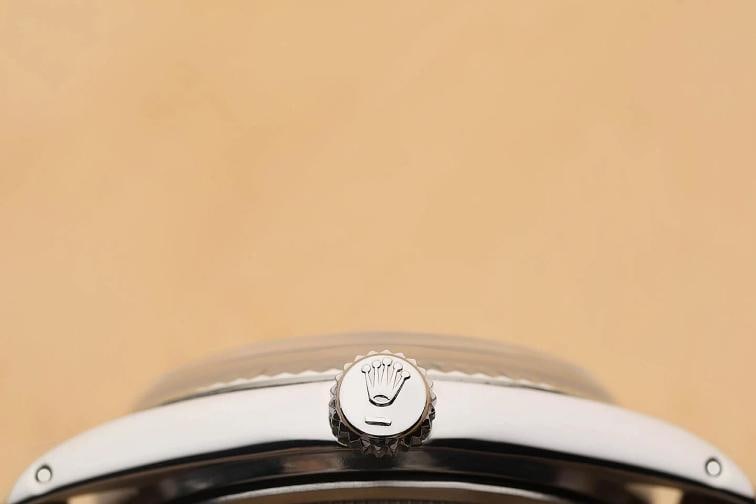 ROLEX DATEJUST 1601 ICE BLUE DIAL 18K WHITE GOLD STEEL BLACK LEATHER BAND WATCH - 9