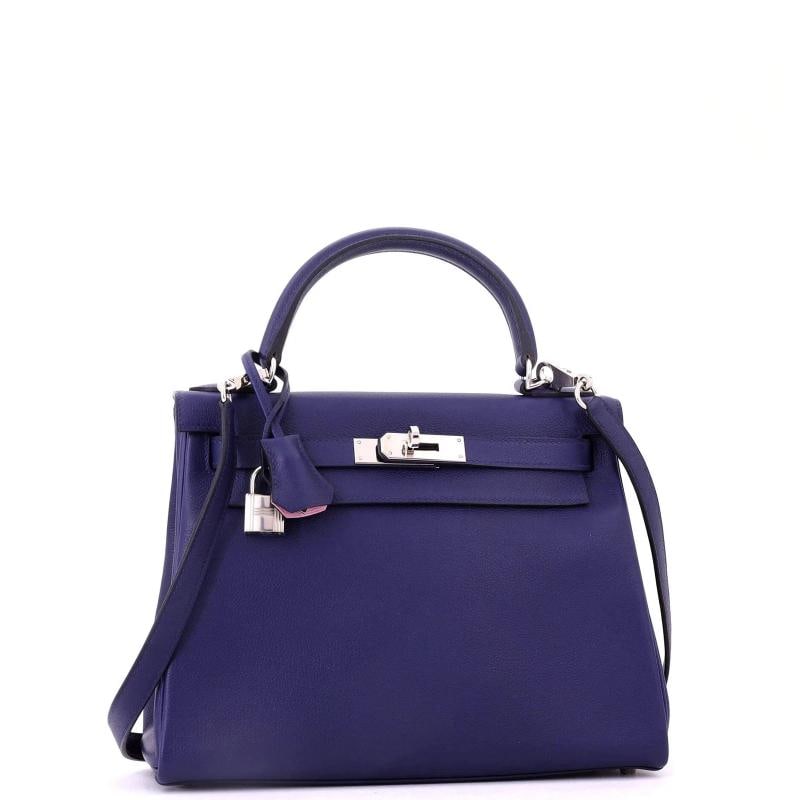 Hermes Kelly Handbag Verso Evercolor with Palladium Hardware 28 - 3