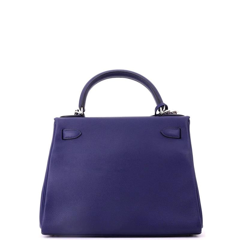 Hermes Kelly Handbag Verso Evercolor with Palladium Hardware 28 - 4