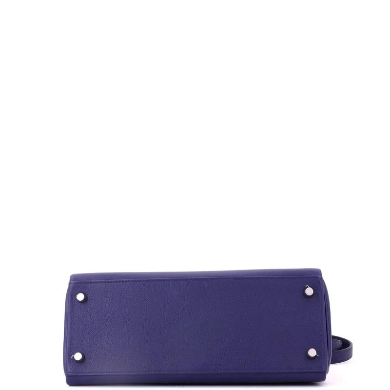 Hermes Kelly Handbag Verso Evercolor with Palladium Hardware 28 - 5