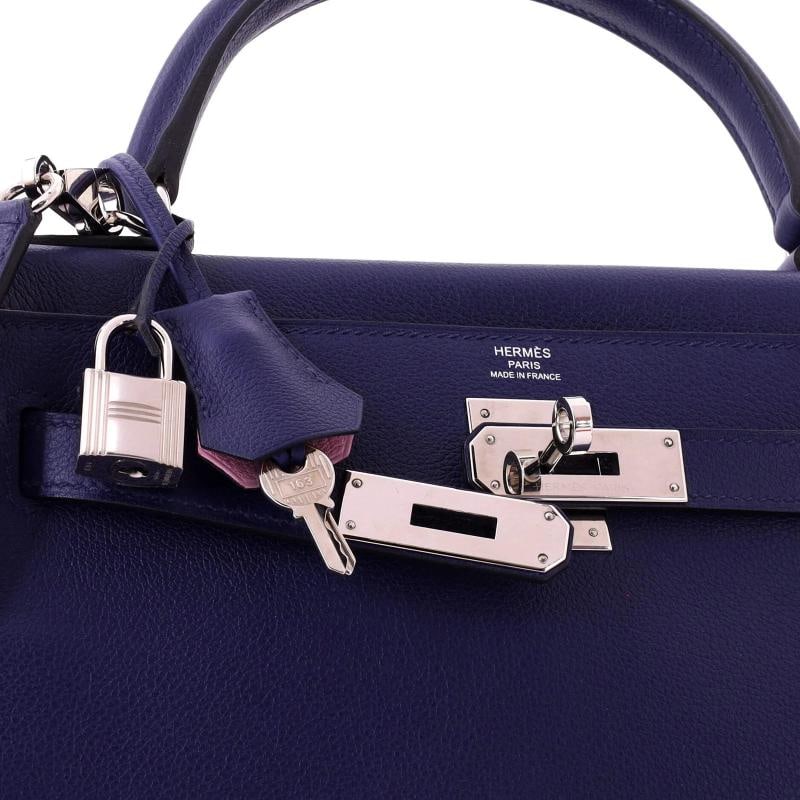 Hermes Kelly Handbag Verso Evercolor with Palladium Hardware 28 - 7
