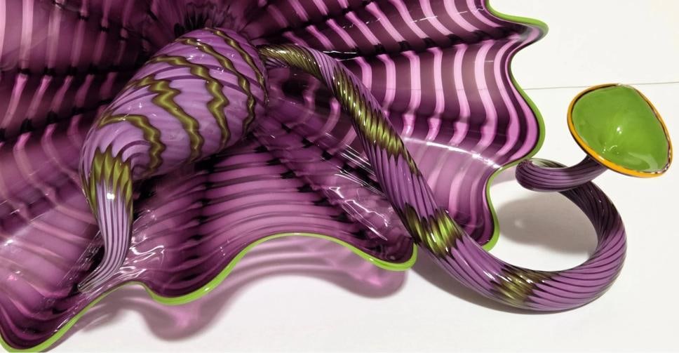 RARE~ D.Chihuly Signed TWO PIECE Hand Blown Glass Set~ (Measurements in Description) - 3