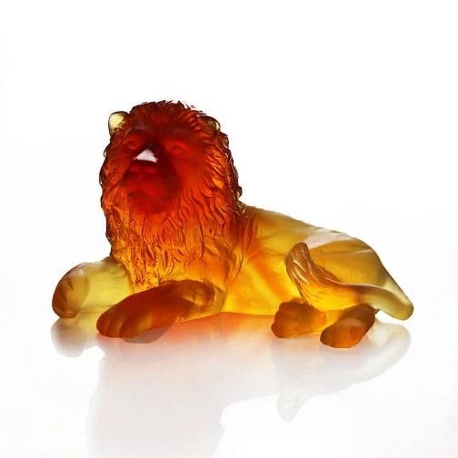 NEW DAUM CRYSTAL MINI LION AMBER FIGURINE #03318-1 BRAND NIB AFRICA POWER (1 of 1)
