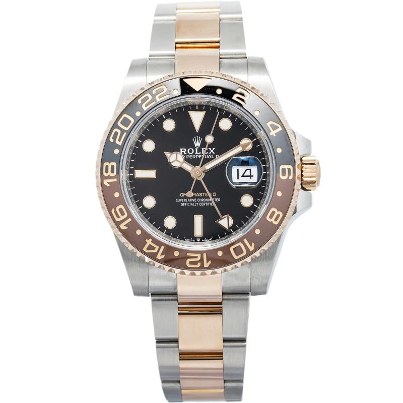 Rolex Oyster GMT Master II 126711CHNR 2019 Complete 18k Rose Two Tone Men 40mm: Case Size 40mm Wrist Fit 8 inches Box Yes Papers Yes Condition Ã¢â¬â Used - Good Full Specifications Brand Rolex Customized No Serial # 4022xxxx Gender Men Band Material 18k