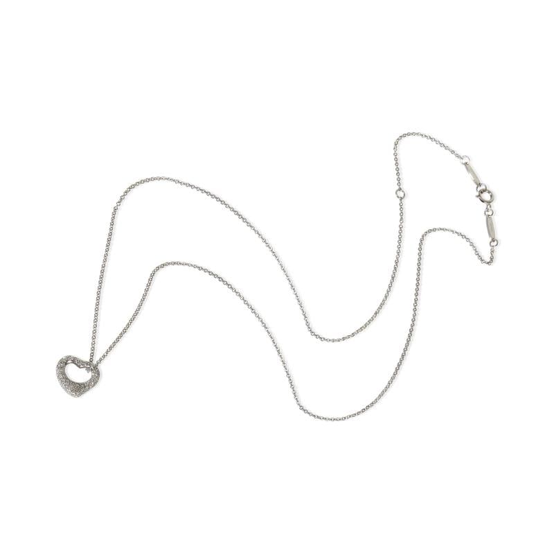 Tiffany & Co. Platinum Diamond Elsa Peretti Open Heart Pendant - 4