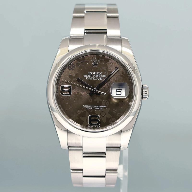 MINT 2014 Rolex DateJust 36mm 116200 Steel Oyster Floral Flower Dial Watch Box - 2