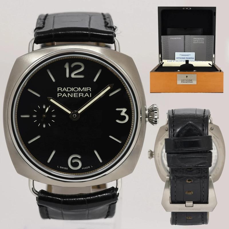 PAPERS Radiomir PANERAI Titanium 47mm Minerva PAM00309 Special Edition Watch: Case & Dial Case Material: Panerai Titanium Case Size: 47mm Bezel: Panerai Titanium Crystal: Panerai Sapphire Dial: Panerai Black Movement & Bracelet Movement: Panerai Manual Bracelet Design: Panerai