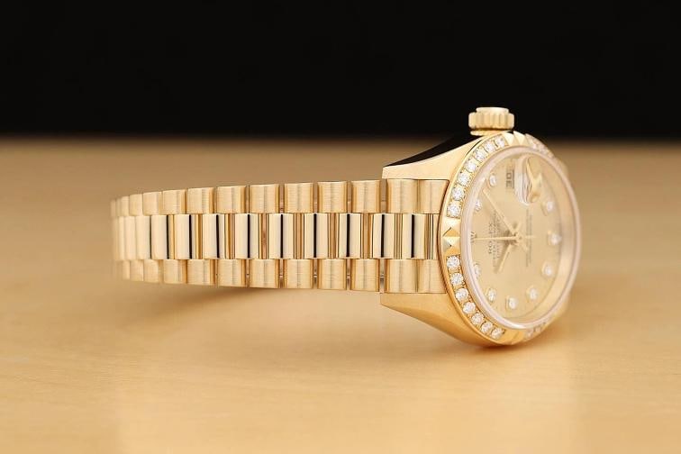 ROLEX DATEJUST PRESIDENT 69268 18K GOLD FACTORY DIAMOND DIAL PYRAMID BEZEL WATCH - 8