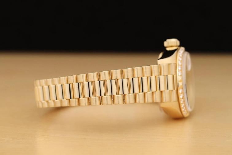 ROLEX DATEJUST PRESIDENT 69268 18K GOLD FACTORY DIAMOND DIAL PYRAMID BEZEL WATCH - 9