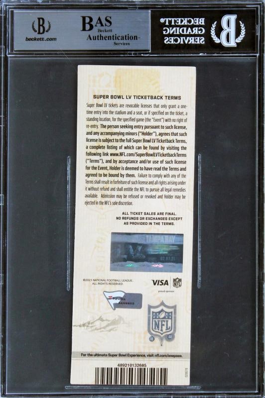 Patriots Tom Brady "SB LV MVP" Signed Super Bowl LV Full Ticket Stub BAS Slabbed - 2