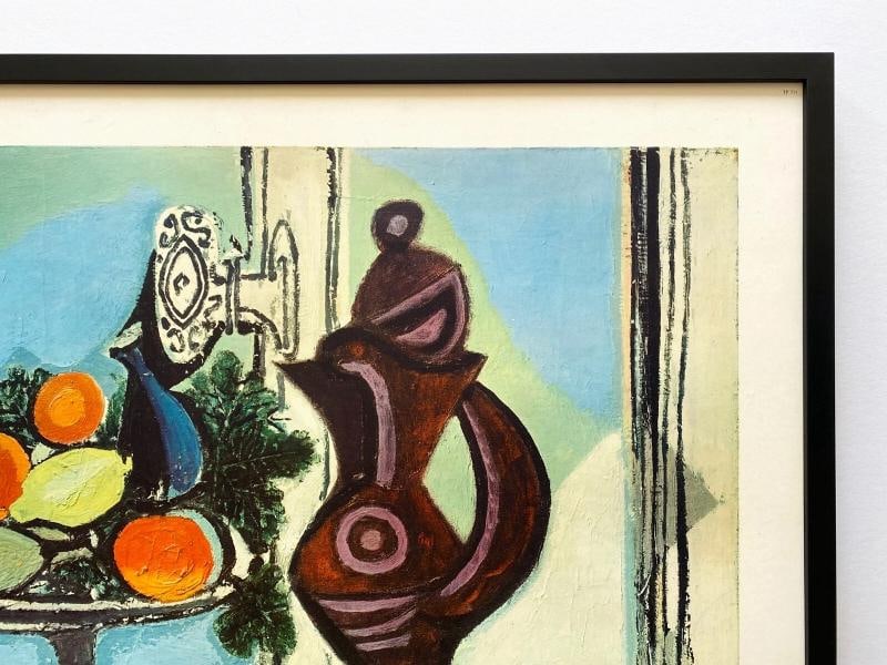 PABLO PICASSO RARE 1951 MCM FRAMED LITHOGRAPH PRINT COMPOTE PITCHER WINDOW 1937 - 9