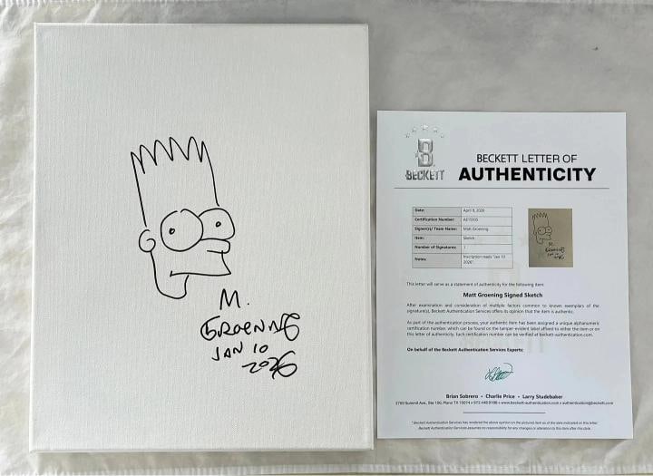 Matt Groening Signed 11x14 Sketch Hand Drawn Canvas The Simpsons Bart Beckett...: Condition: New: A brand-new, unused, unopened, undamaged item (including handmade items). ,Modified Item: No,Original/Reproduction: Original,Country of Origin: United States