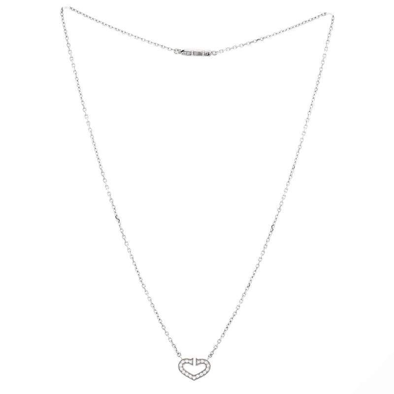 Cartier C Heart de Cartier Pendant Necklace 18K White Gold with Pave Diamonds - 2