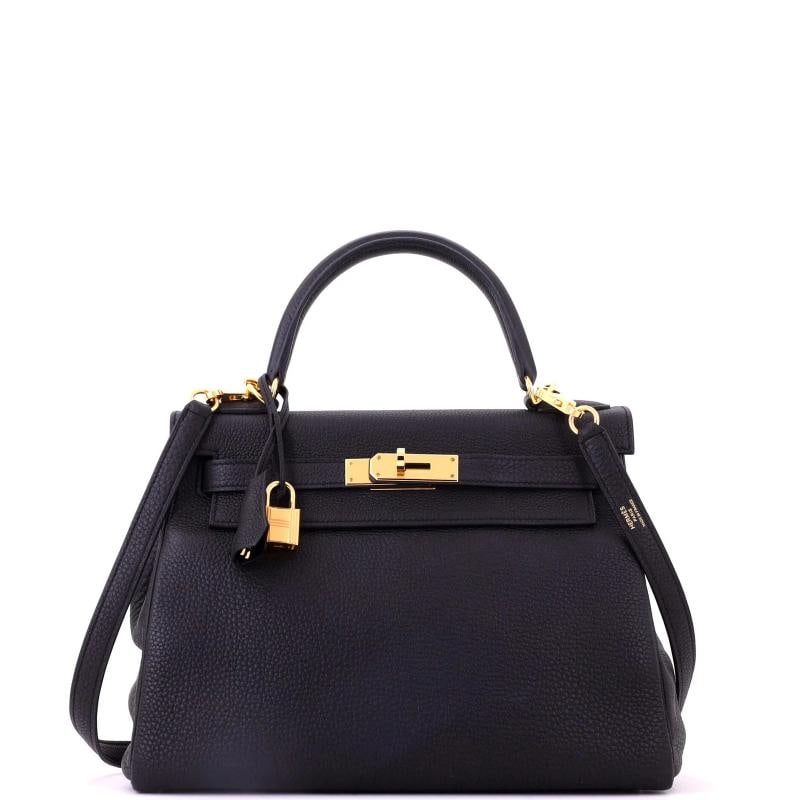 Hermes Kelly Handbag Black Togo with Gold Hardware 28: Condition: Pre-owned - Excellent,Brand: Hermes,Exterior Material: Leather,Style: Cross Body Bags,Exterior Color: Black,Department: Women,Size: 28,Accessories: Clochette, Keys, Lock, With Strap