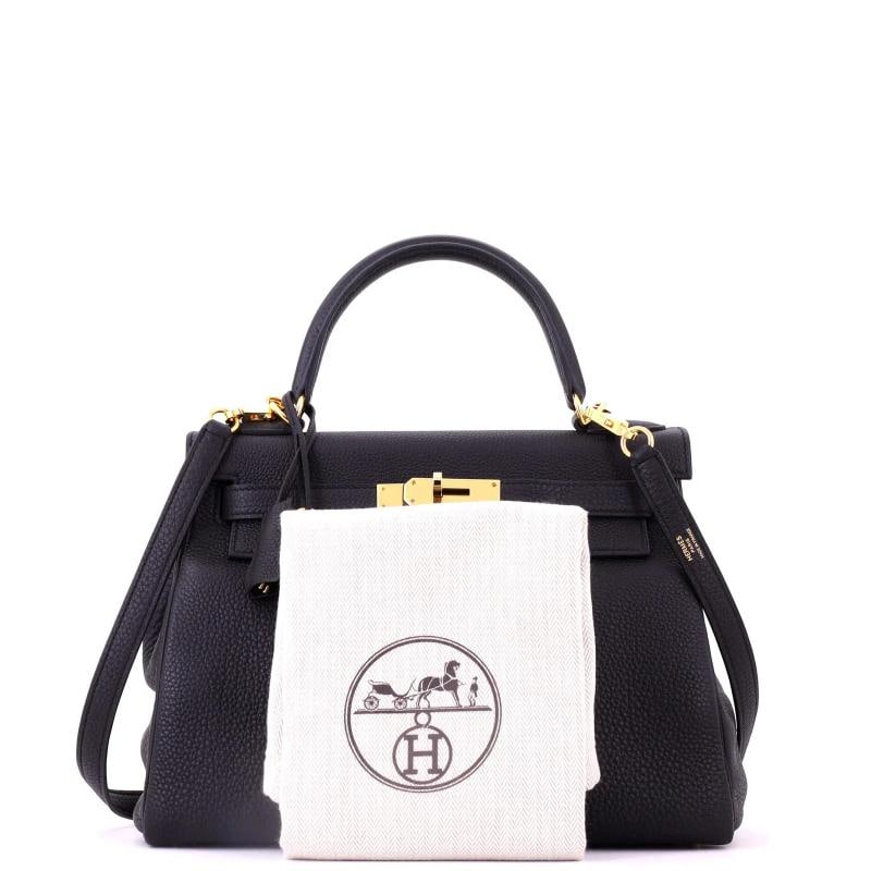 Hermes Kelly Handbag Black Togo with Gold Hardware 28 - 2