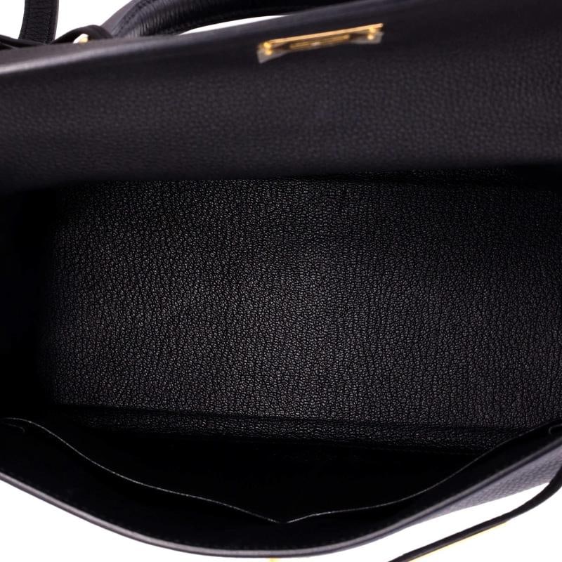 Hermes Kelly Handbag Black Togo with Gold Hardware 28 - 6