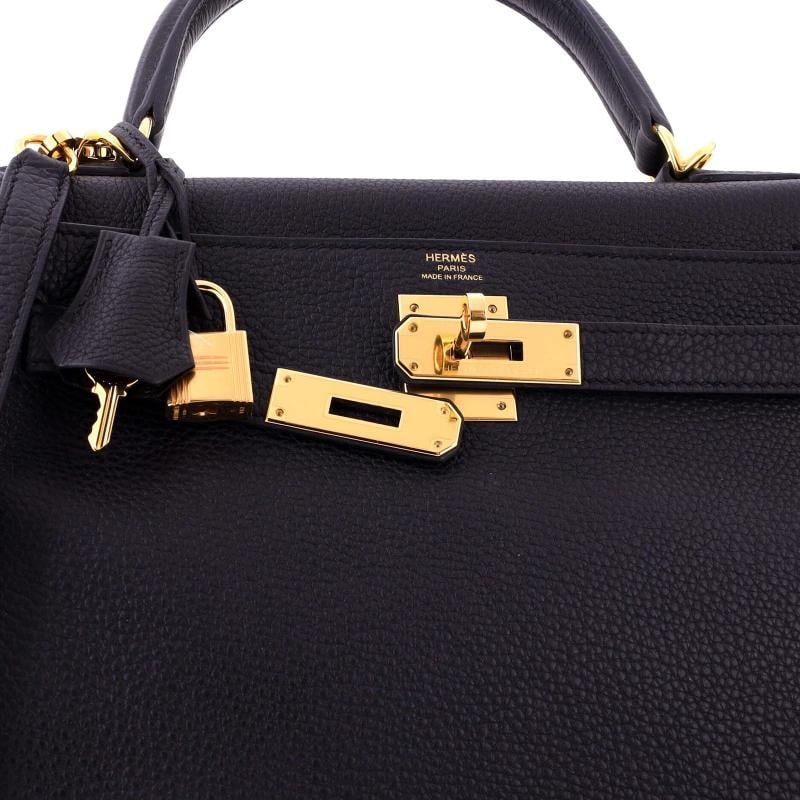 Hermes Kelly Handbag Black Togo with Gold Hardware 28 - 7