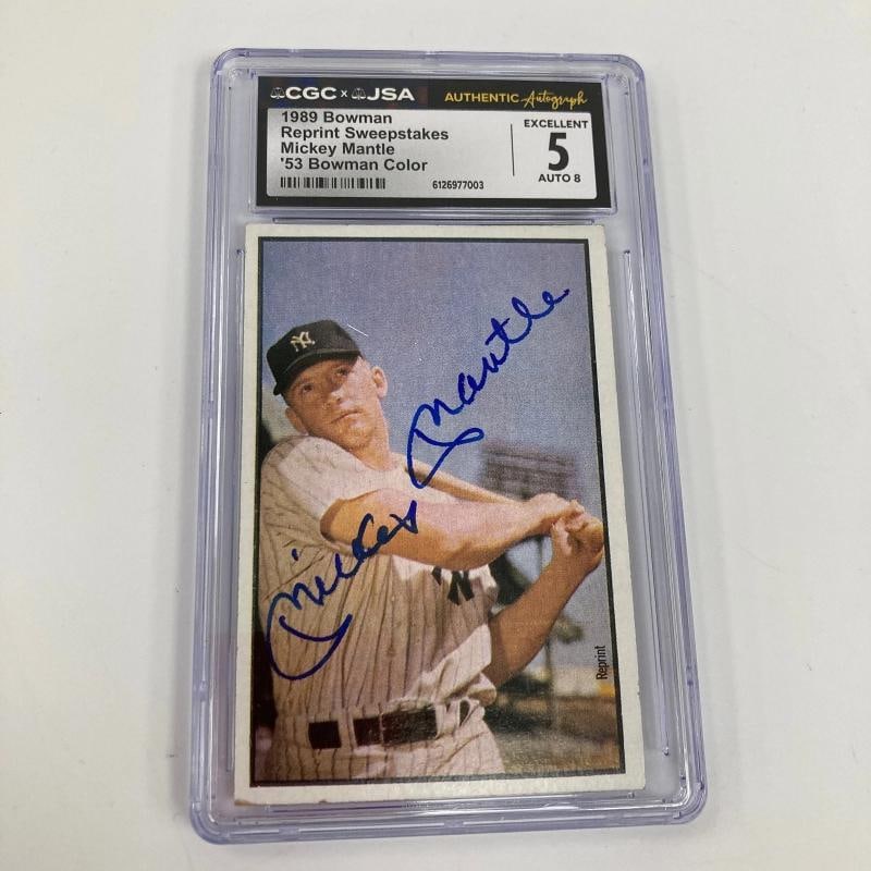 Mickey Mantle Signed 1989 Bowman 1953 Bowman Color RP CGS JSA Auto: Condition: Graded - CGC 5: Professionally graded ,Sport: Baseball,Type: Sports Trading Card,Autographed: Yes,Set: 1989 Bowman,Autograph Authentication: Certified Guaranty Company