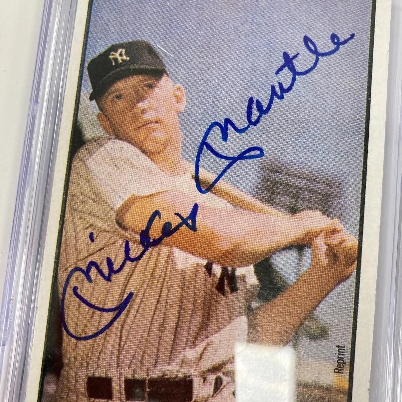 Mickey Mantle Signed 1989 Bowman 1953 Bowman Color RP CGS JSA Auto - 3