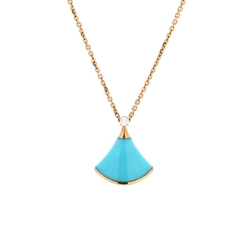 Bvlgari Divas' Dream Pendant Necklace 18K Rose Gold with Turquoise and Diamond: Condition: Pre-owned - Good,Brand: Bvlgari,Main Stone: Diamond,Metal: 18K Rose Gold,Metal Purity: 18K,Style: Pendant,Type: Necklace,Color: Rose Gold,Material: 18K Rose Gold, Diamond, Turquoise