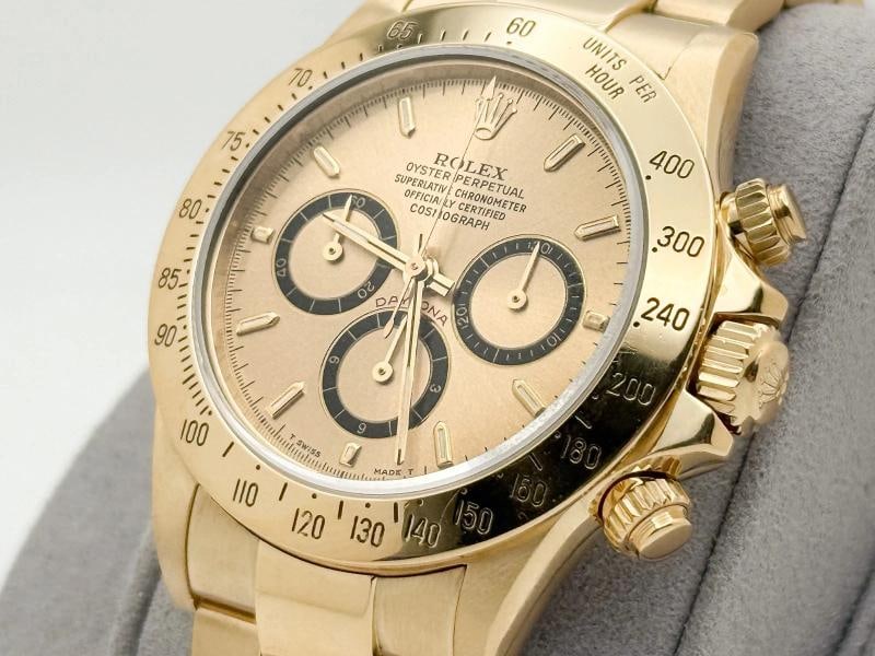 Rolex Daytona Zenith 16528 Inverted 6 Champagne Dial 18k Gold Box Service Card - 2