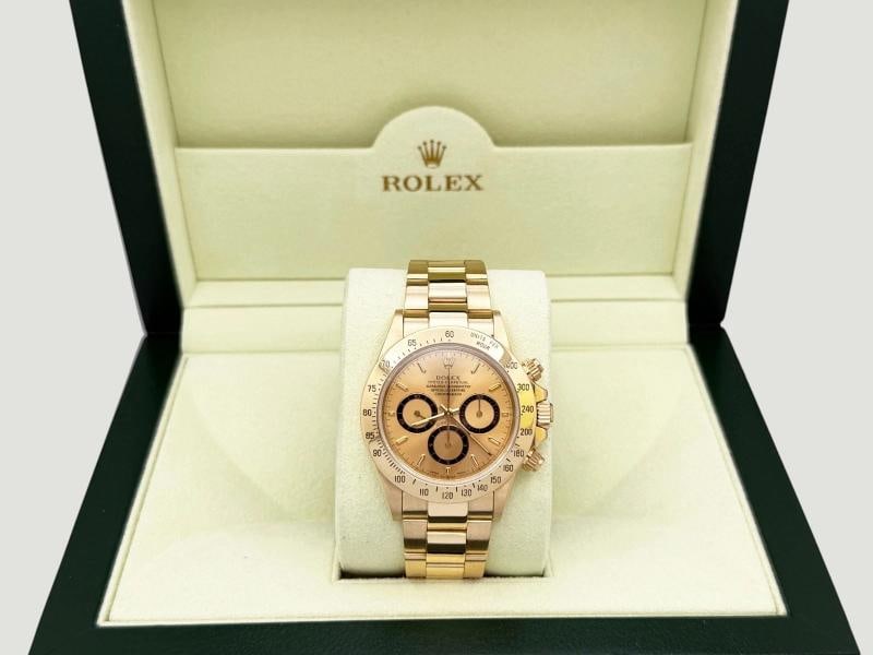 Rolex Daytona Zenith 16528 Inverted 6 Champagne Dial 18k Gold Box Service Card - 3