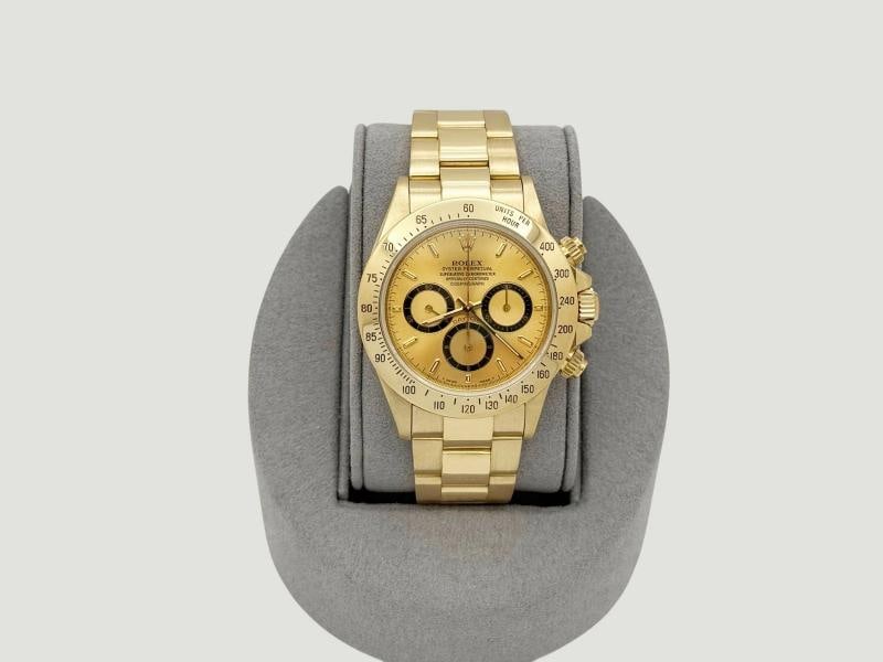 Rolex Daytona Zenith 16528 Inverted 6 Champagne Dial 18k Gold Box Service Card - 9