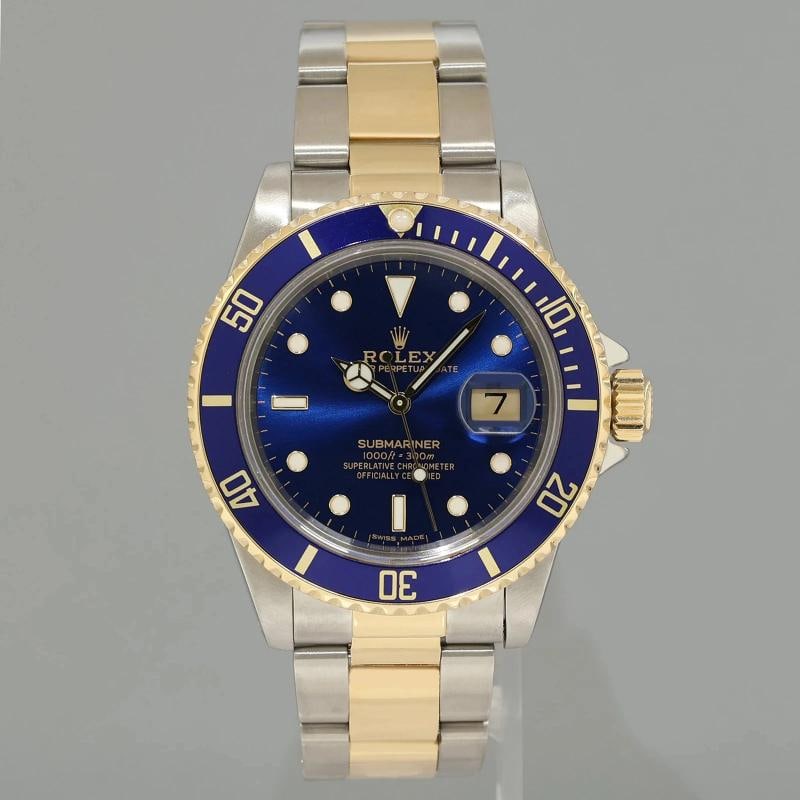 1985 PAPERS MINT Rolex Submariner Date 16803 Two-Tone Gold Steel Blue 40mm Watch - 6