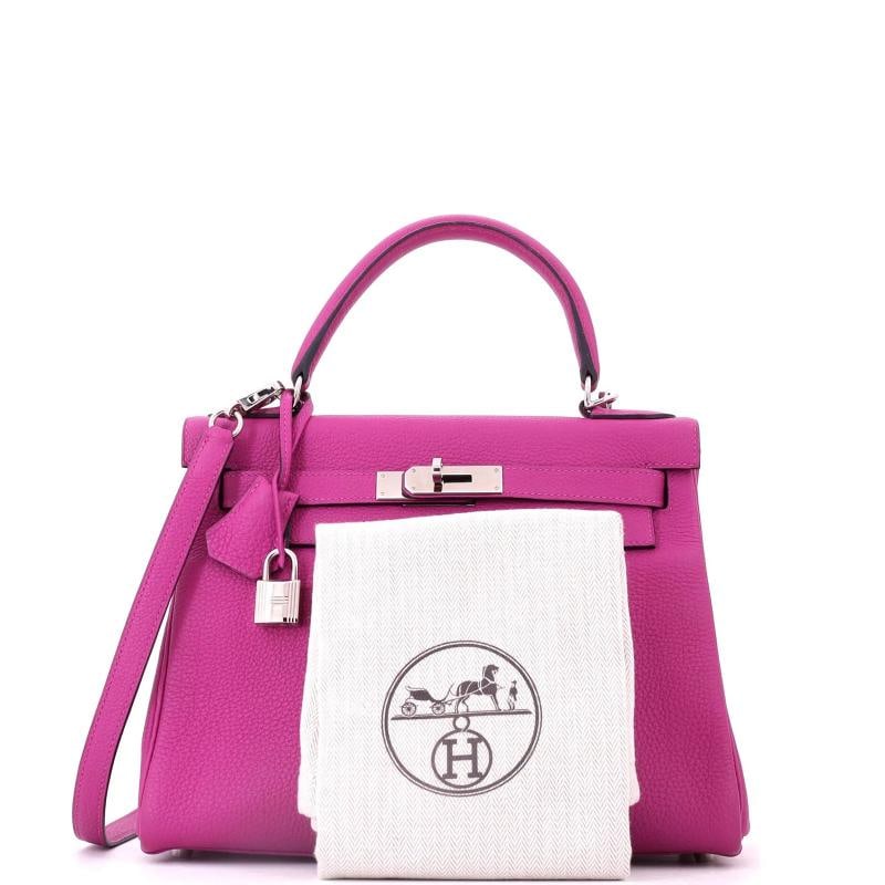 Hermes Kelly Handbag Pink Togo with Palladium Hardware 28 - 2