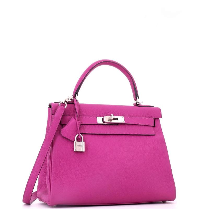 Hermes Kelly Handbag Pink Togo with Palladium Hardware 28 - 3