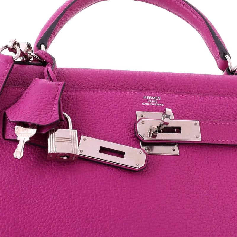Hermes Kelly Handbag Pink Togo with Palladium Hardware 28 - 7