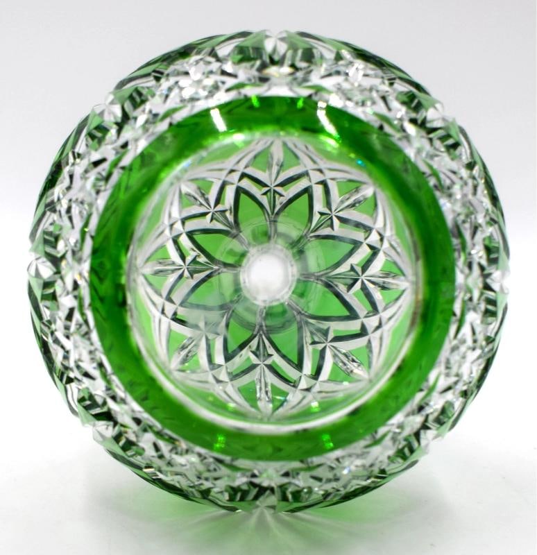 Baccarat France Green Cut to Clear Tall Decanter, Circa 1920 - 8